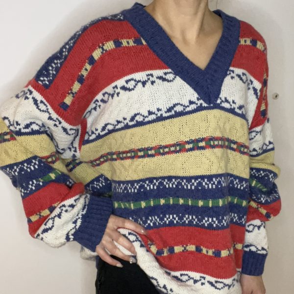 Pull V neck miluticouleur – Image 2