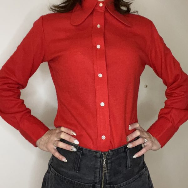 Chemise vintage rouge 70's – Image 3