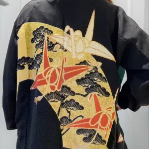 Upcycled Japanese souvenirs jacket origami